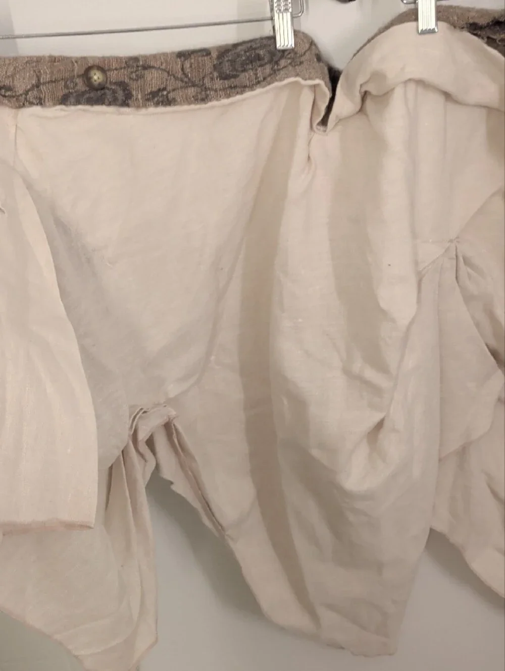 Women's Wrap Midi Skirt in Light Cream with Contrast Trim
